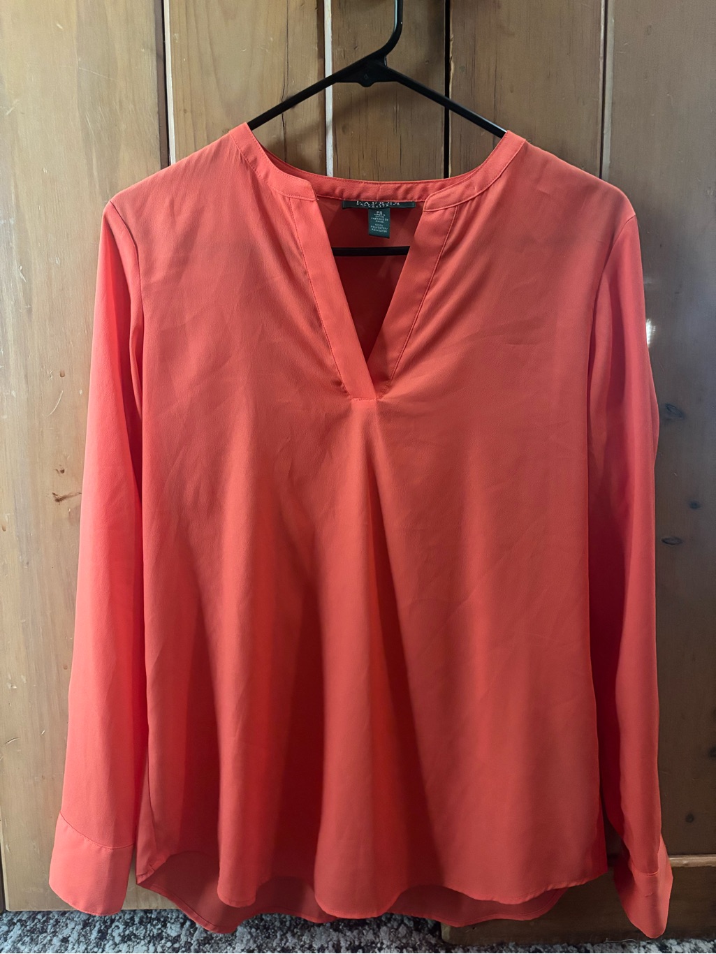 Lauren Ralph Lauren Coral Split-Neck Long-Sleeve Blouse